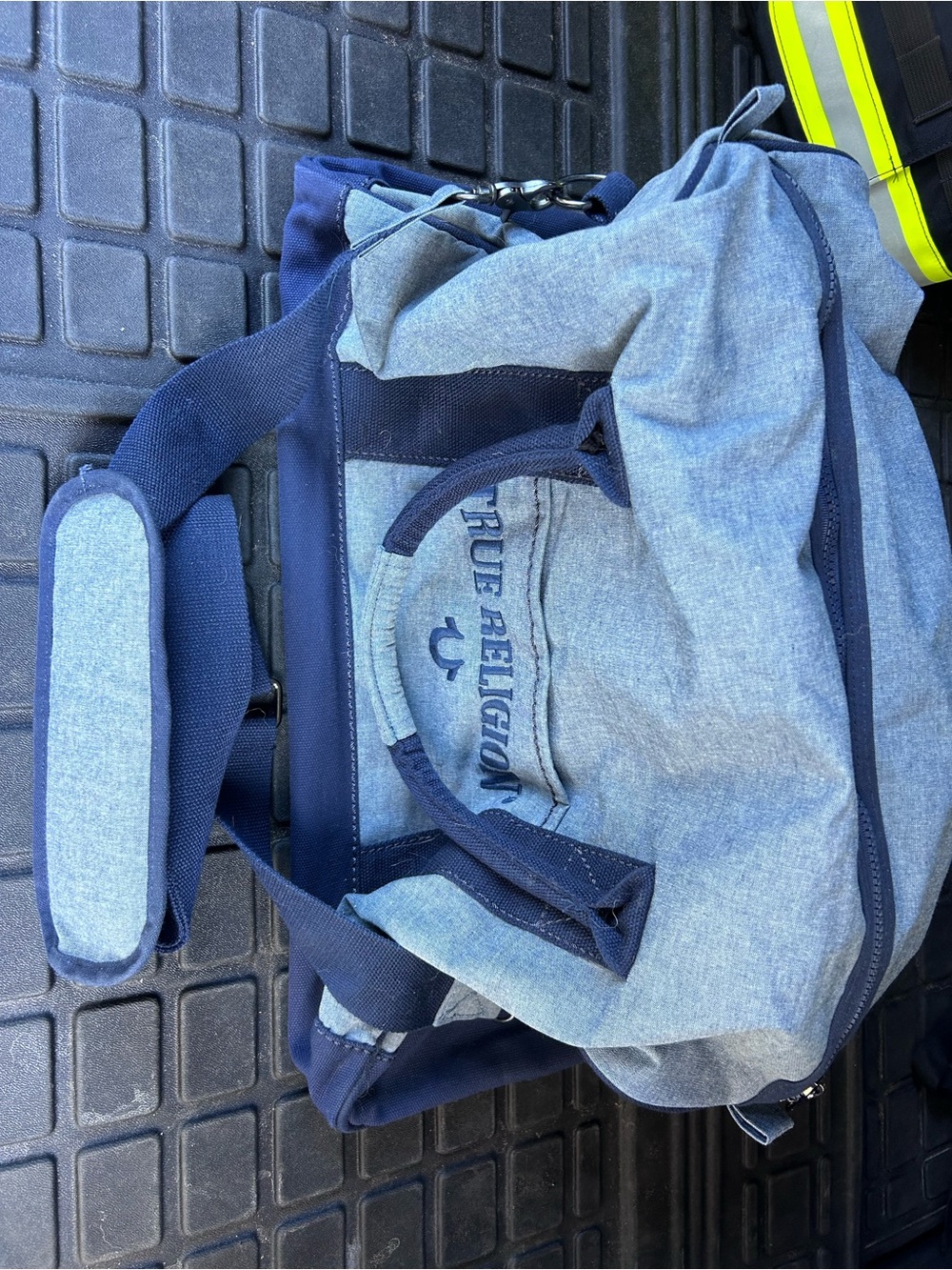 True Religion Navy & Light Blue Canvas Duffel Bag